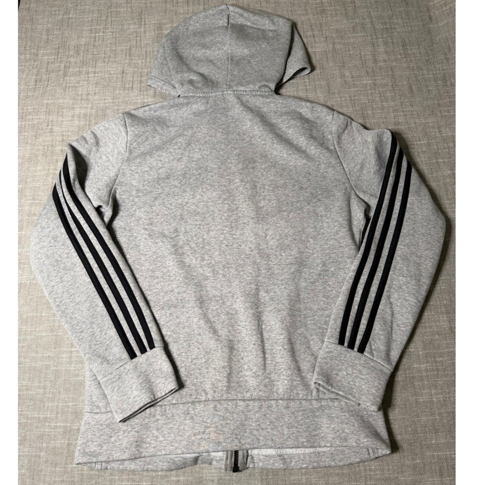 Adidas Womens Essentials 3-Stripes Fleece Tracksuit Grey Black Small Set - Picture 5 of 9